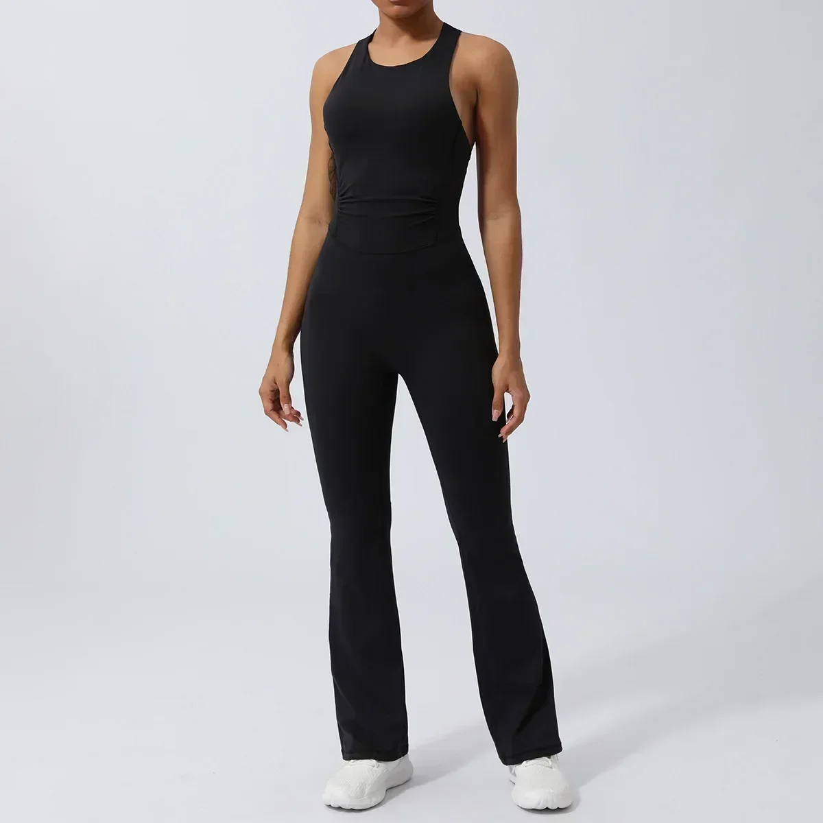 

Seamless Yoga Jumpsuits Sports Fitness Peach Hip-lifting Tight Flared Pants Backless One-piece Workout Gym Tracksuits for Women