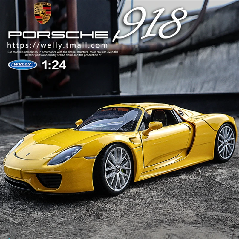 Welly 1:24 Porsche 918 Alloy Sports Car Model Diecasts Metal Racing Car Vehicles Model Simulation Collection Childrens Toys Gift