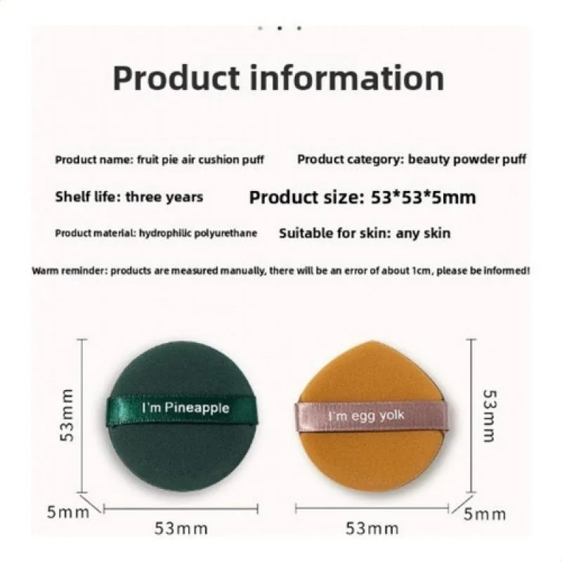 Round Shaped Double Sided Air Cushion Powder Puff Wet Dry Dual Use Makeup Sponge No Powder Absorption Cosmetic Puff for Makeup