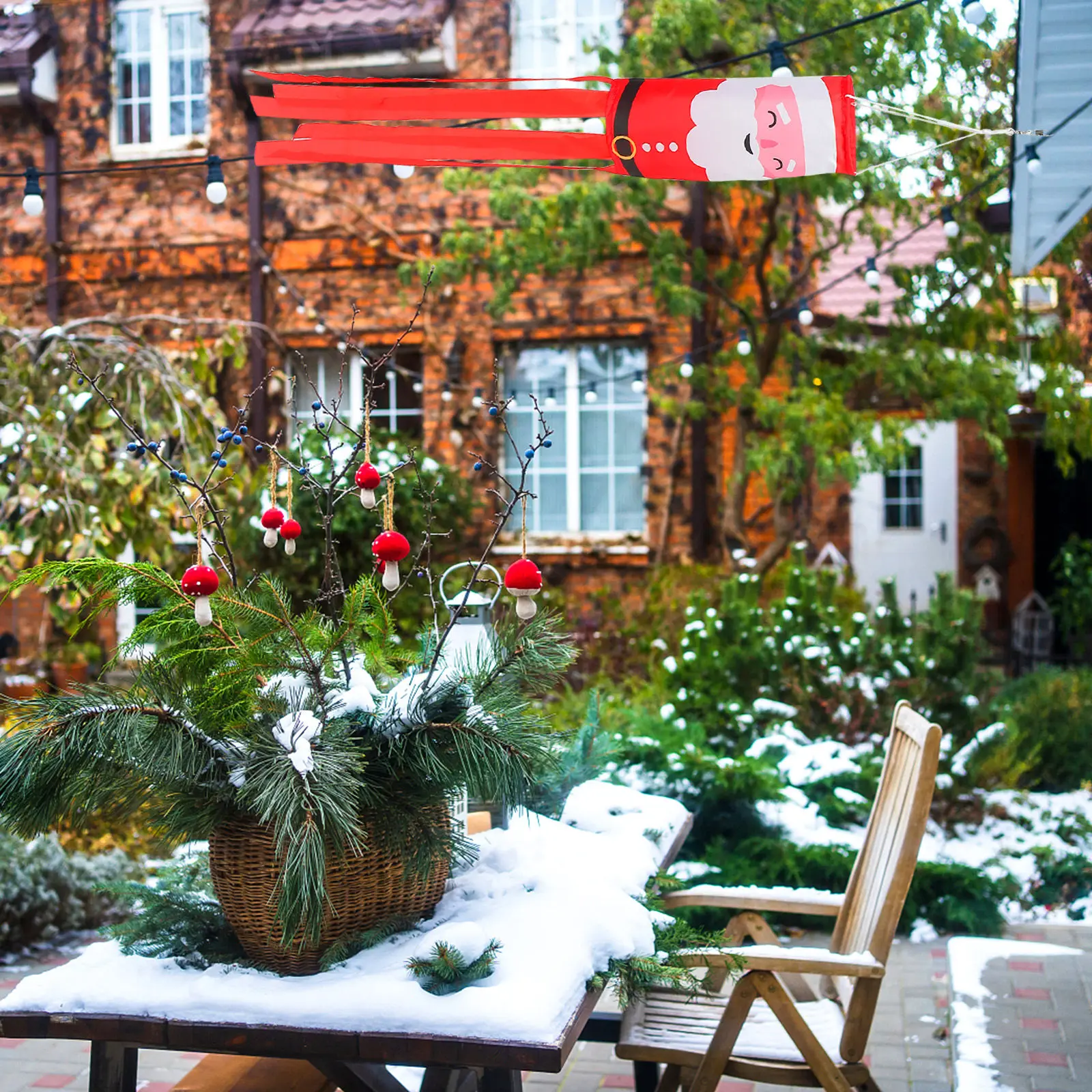 1Pcs Christmas Windsock Flag Decorative Hanging Outdoor Courtyard Christmas Festival Wind Direction Ornament Hanging Windsock