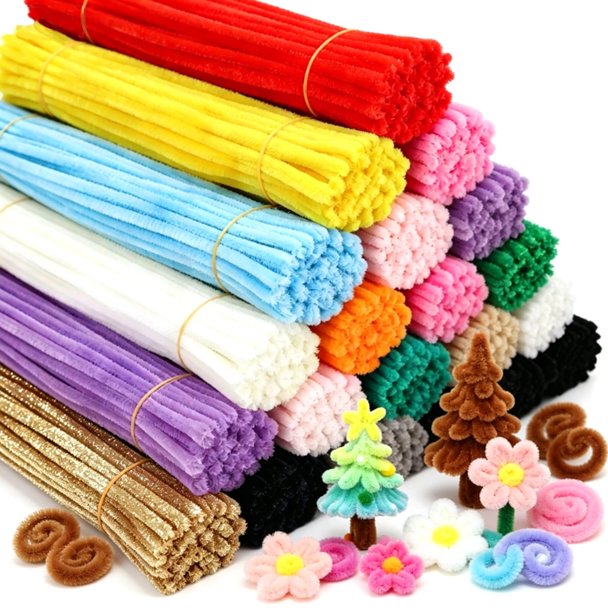 102/202/402Pcs 11.8 Inch Soft Bendable Craft Stems in 30 Colors, Bulk Pipe Cleaners for DIY Art Projects, Creative Learning ZSY
