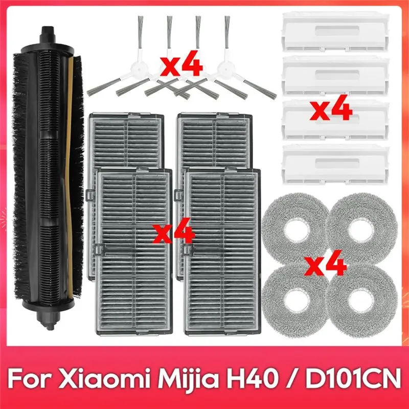 

AB11-For Mijia H40 / D101CN Robot Vacuum Cleaner Main Side Brush Hepa Filter Mop Cloth Dust Bags Replacement Parts
