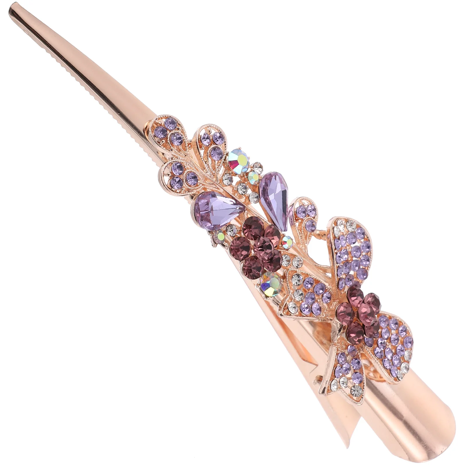 

Hair Horn Clip Large Diamond Purple Metal Women Hairpin Decorative Crystal Accessories Wedding Party Daily Use Durable