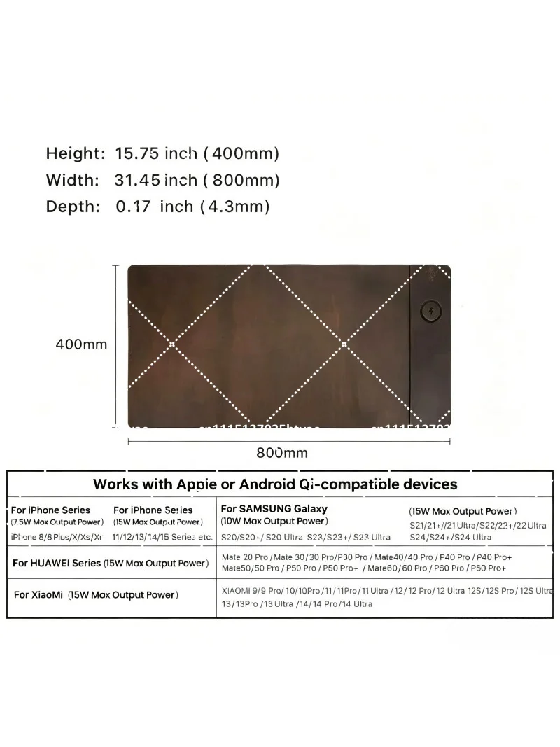 Vintage Cowhide Mouse Pad with Super Large Dirt Resistant and Waterproof Strap 15w Wireless Charging Leather Computer Desk Pad