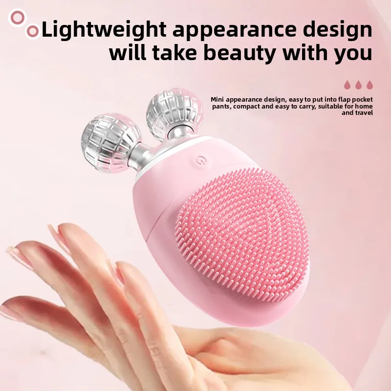 Detergente viso elettrico in silicone a rullo per pulire i pori, punti neri, detergente viso lifting, rassodante e vibrante