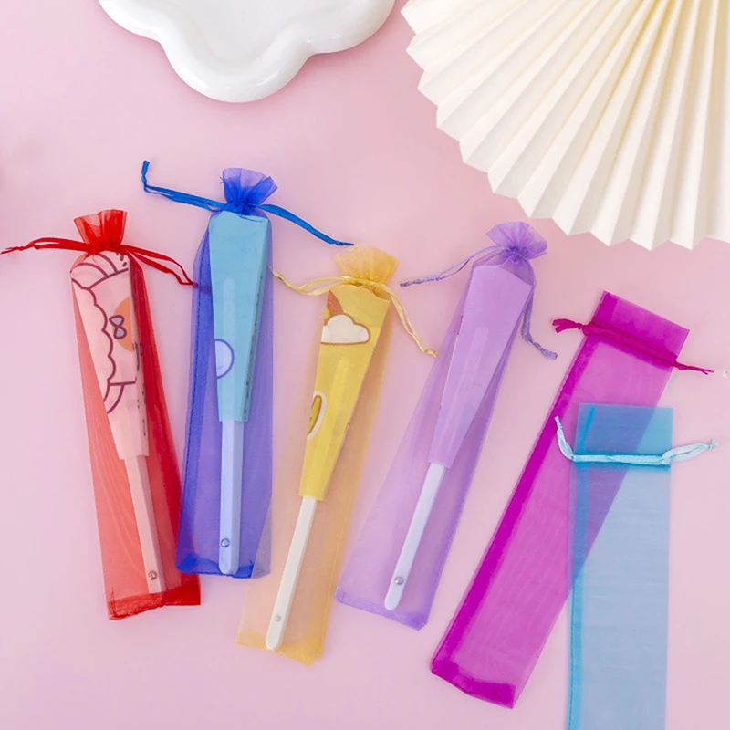 10PCS Drawstring Organza Bags Folding Fan Pocket Bag Folding Hand Fan Pouch For Outdoor Wedding Party Favor Gift Bags view 2