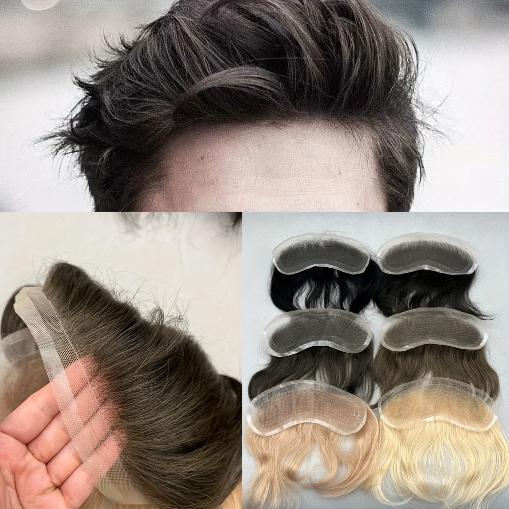 نظام استبدال خط الشعر الأمامي للشعر البشري عالي الكثافة للرجال، جزء علوي على شكل حرف V مع استبدال خط الشعر الطبيعي #1