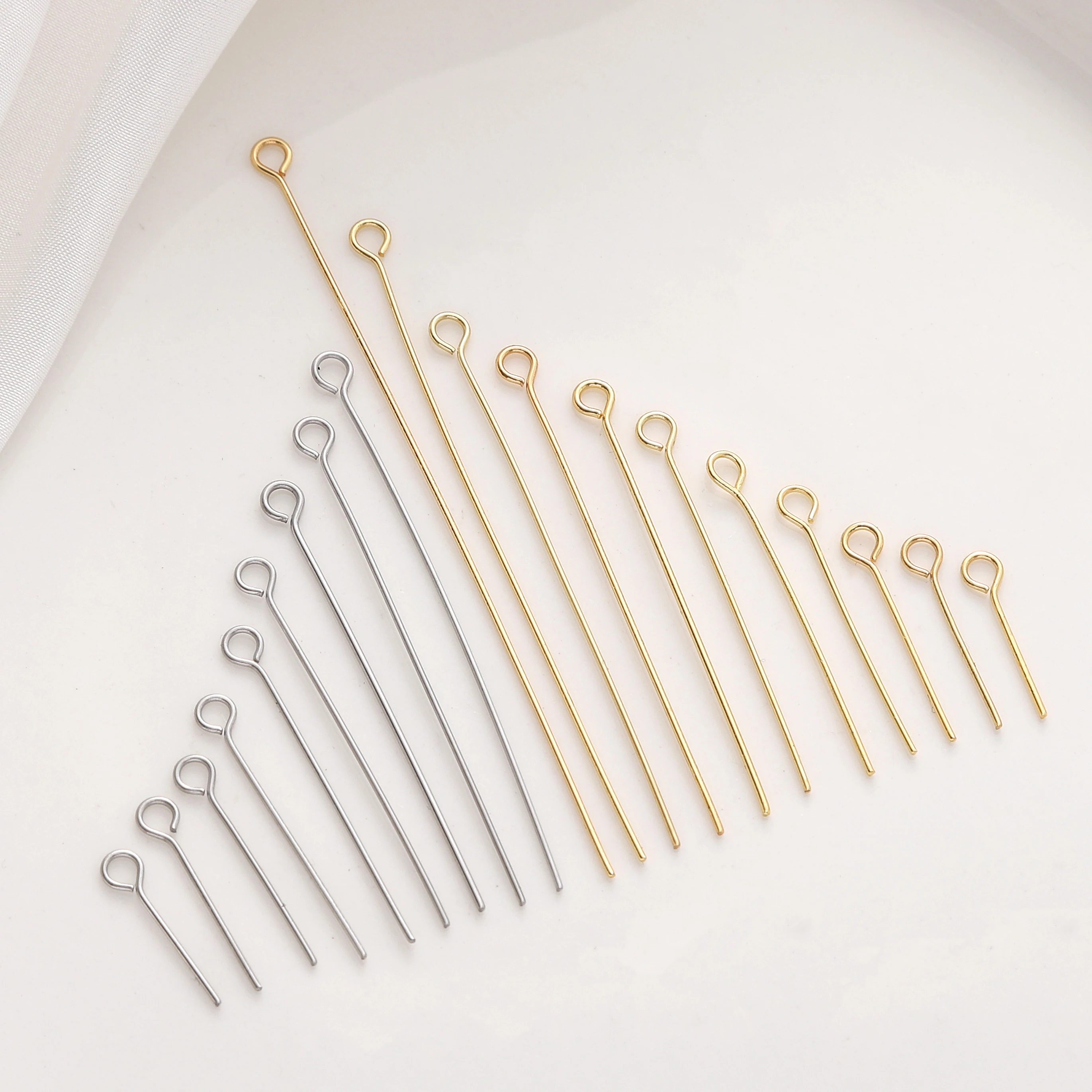 50-100pcs Stainless Steel Headpins 0.6x15-70mm DIY Jewelry Making Supplies for Bracelets Necklaces Earrings