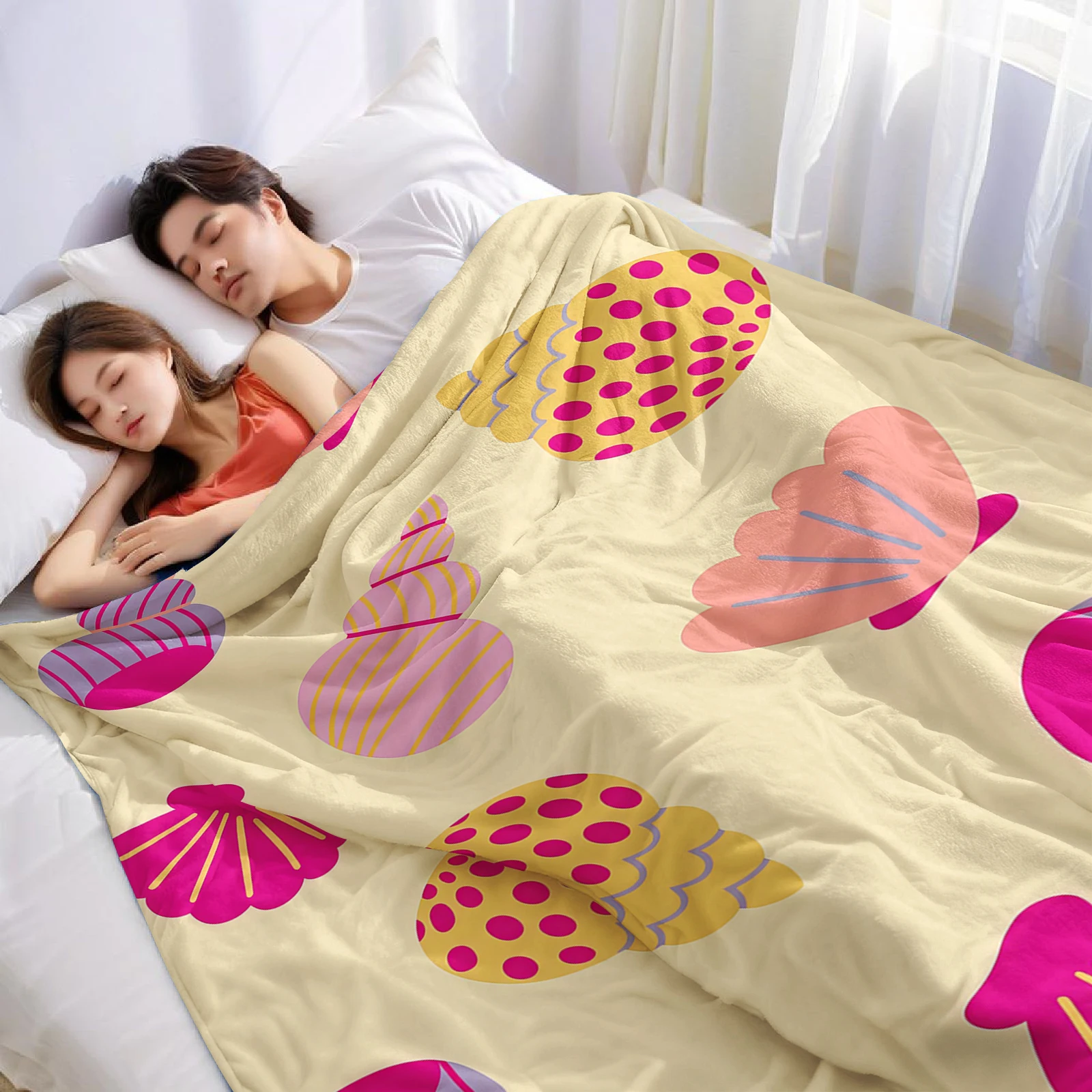 Color Shell Lightweight Microfiber Soft Christmas Fleece Blanket Warm Cozy Throw for Bed Sofa Office Travel All Season