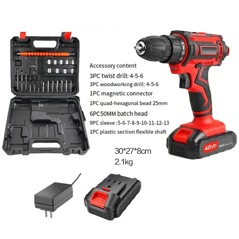 

12V 18V 48V Cordless Drill Electric Screwdriver Hammer Drill Mini Wireless Power Tools Driver DC Lithium-Ion Battery 3/8-Inch