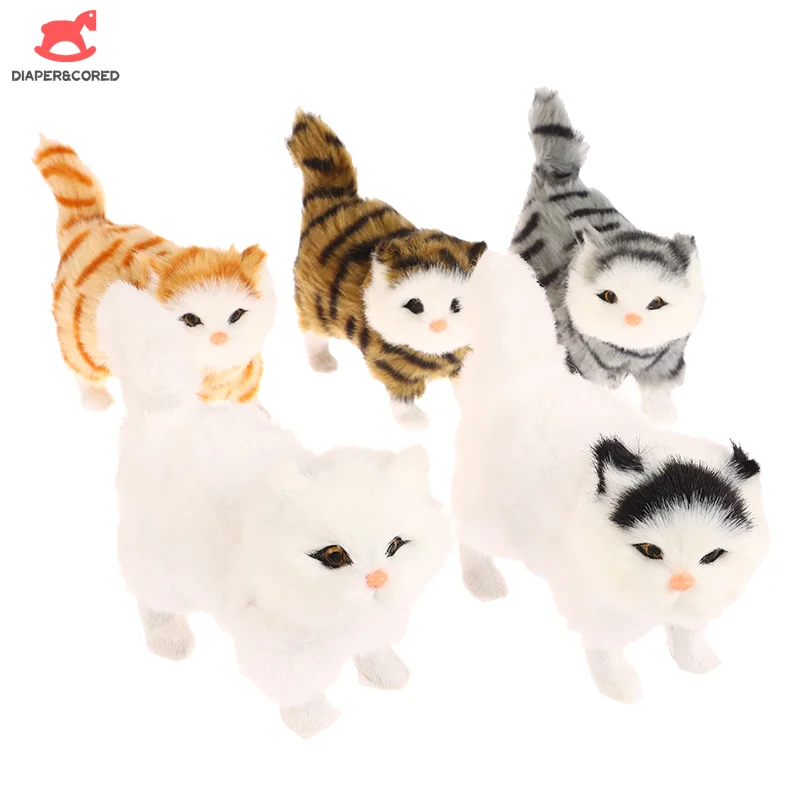 Cute Soft Stuffed Kitten Model Simulation Cat Plush Toys Fake Cat Realist Animals For Kids Girls Birthday Valentine's Day Gift