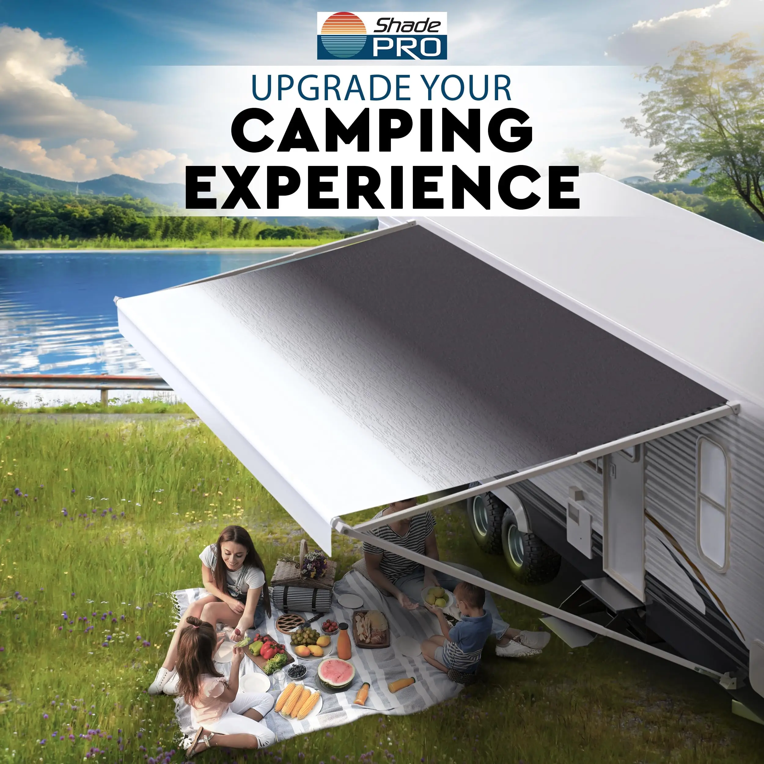 Shade Pro RV Awning Fabric Replacement | Durable Premium Grade Vinyl (16' [Fabric 15' 2