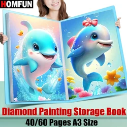HOMFUN 40/60 Page Diamond Painting Storage Book A3 Size Artificial, Perfect for Organizing Displaying Your Art Masterpieces Gift