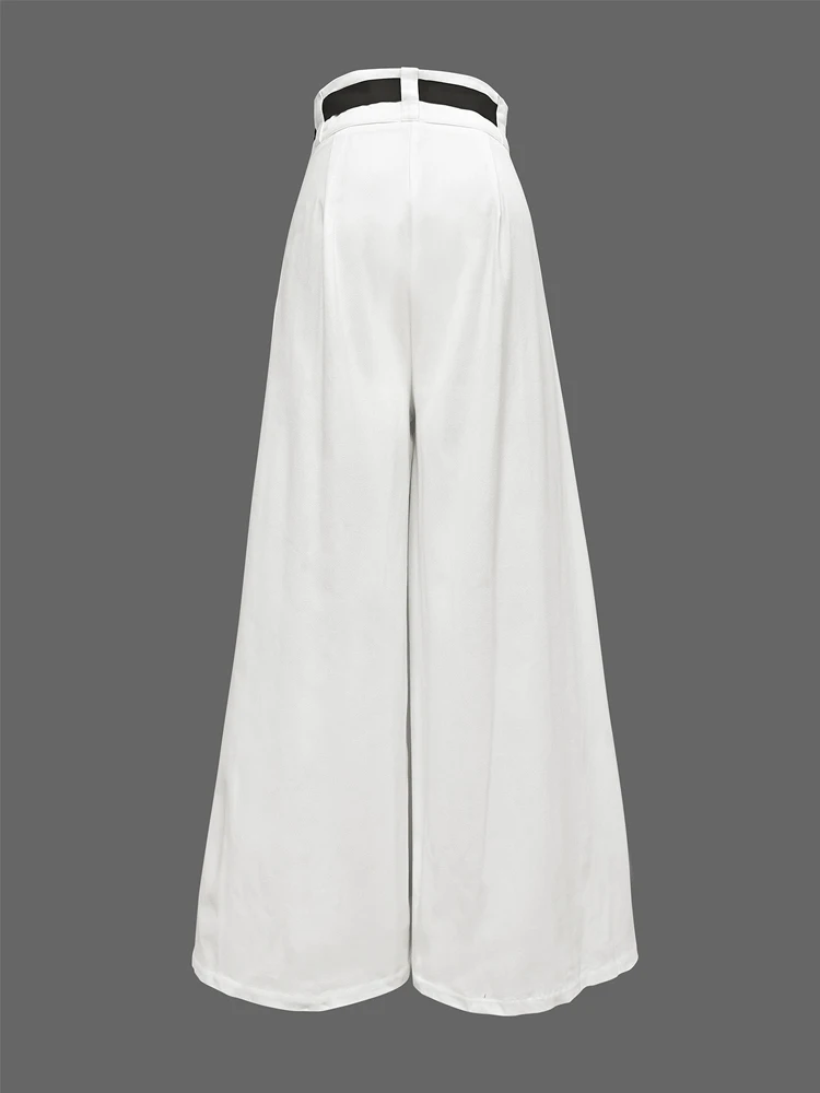 Fashion Y2K clothes Pants for Womens Pants autumn summer 2025 High Waisted Drawstring Pleated Women White Wide Leg Trousers