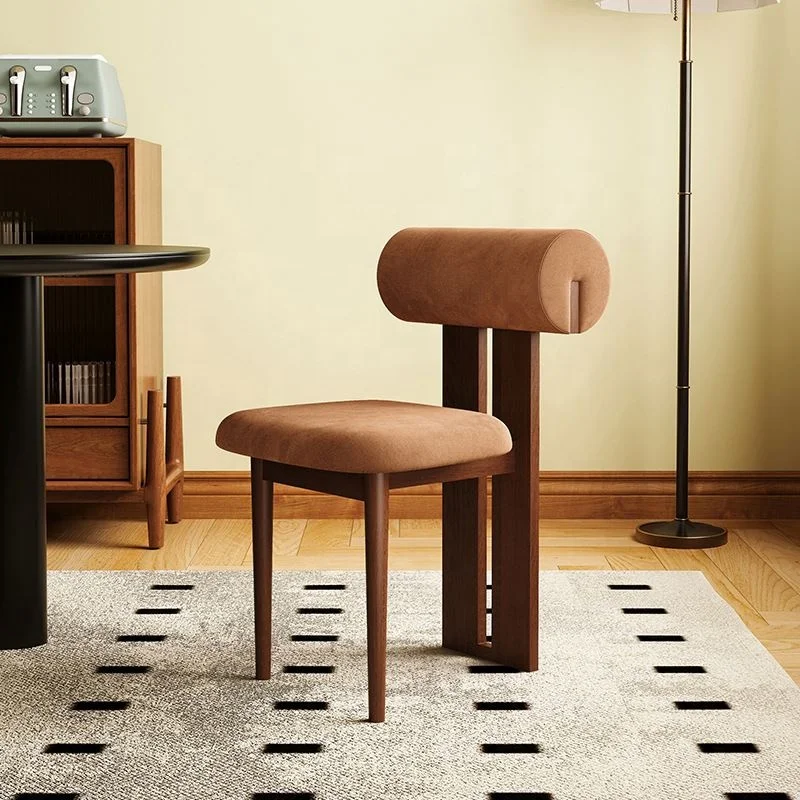 

*/2025 Nordic Medieval Vintage Solid Wood Fabric Dining Chairs