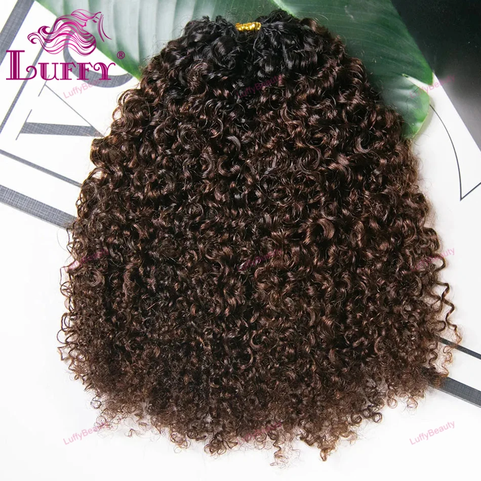 

#T1B/4 Tight Kinky Curly Crochet Human Hair Extensions Pre-Separated Feather Crochet Hair Invisible Micro Loop Crochet Hair