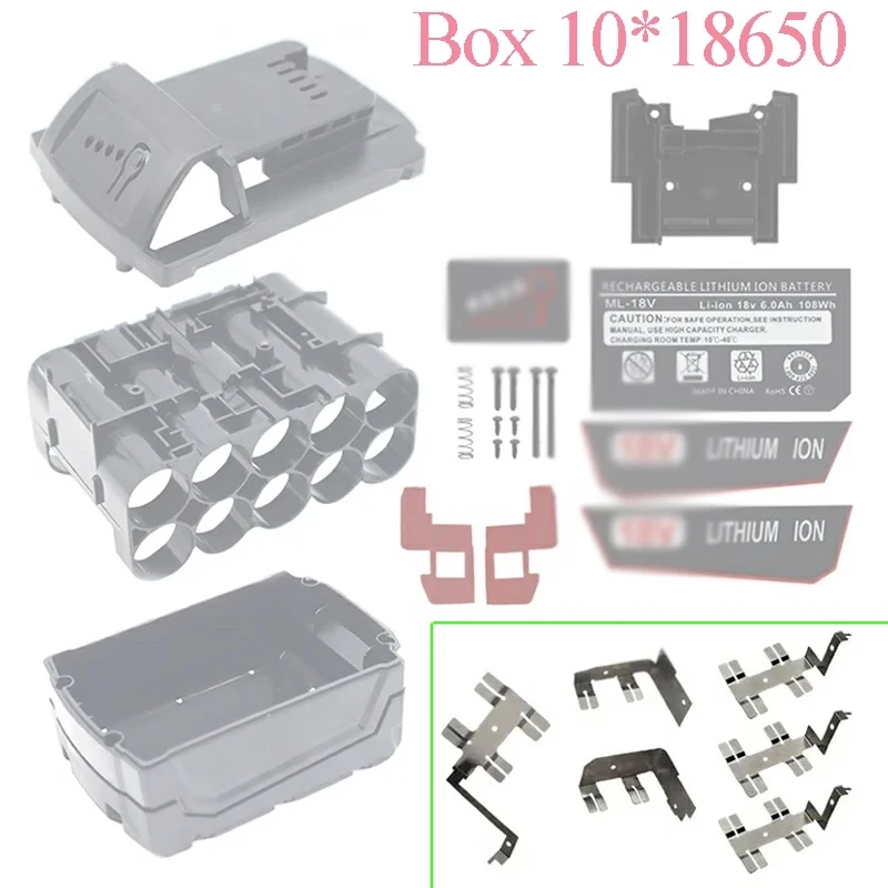 For M18 Li-ion Battery Case 10 X 18650 Nickel For Milwaukee 18V Lithium Battery Housing Pack