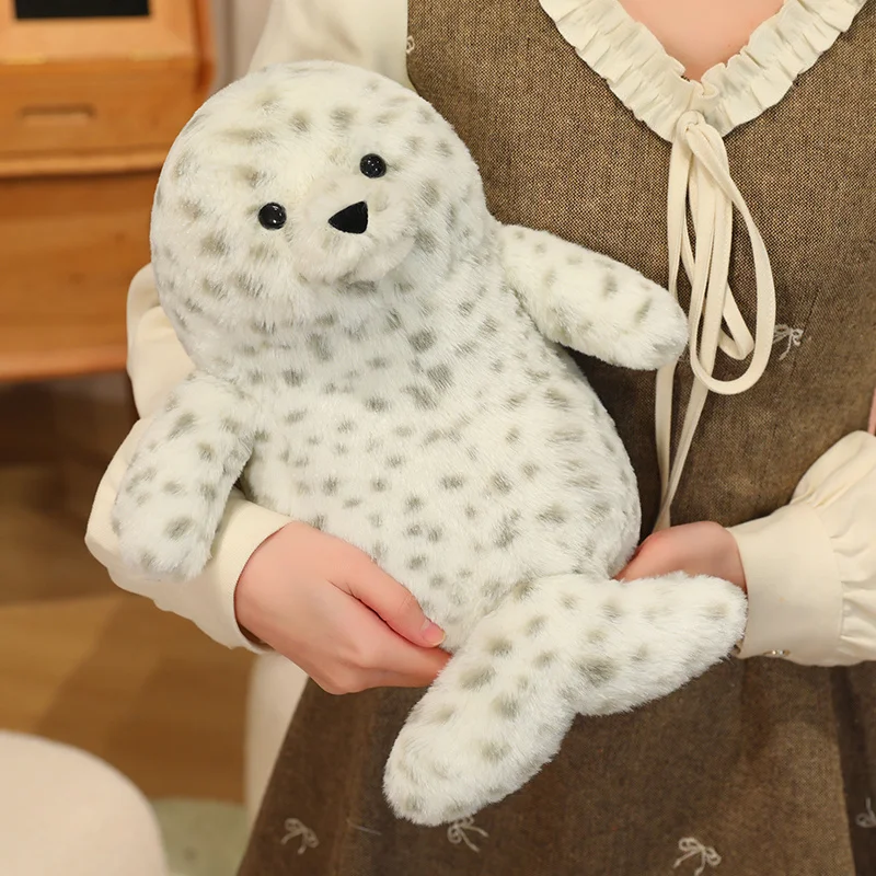 Lifelike Seal Stuffed Pillow with Spotted Fur Adorable Marine Plush Companion Perfect for Playtime and Sleep Comfort.it is great