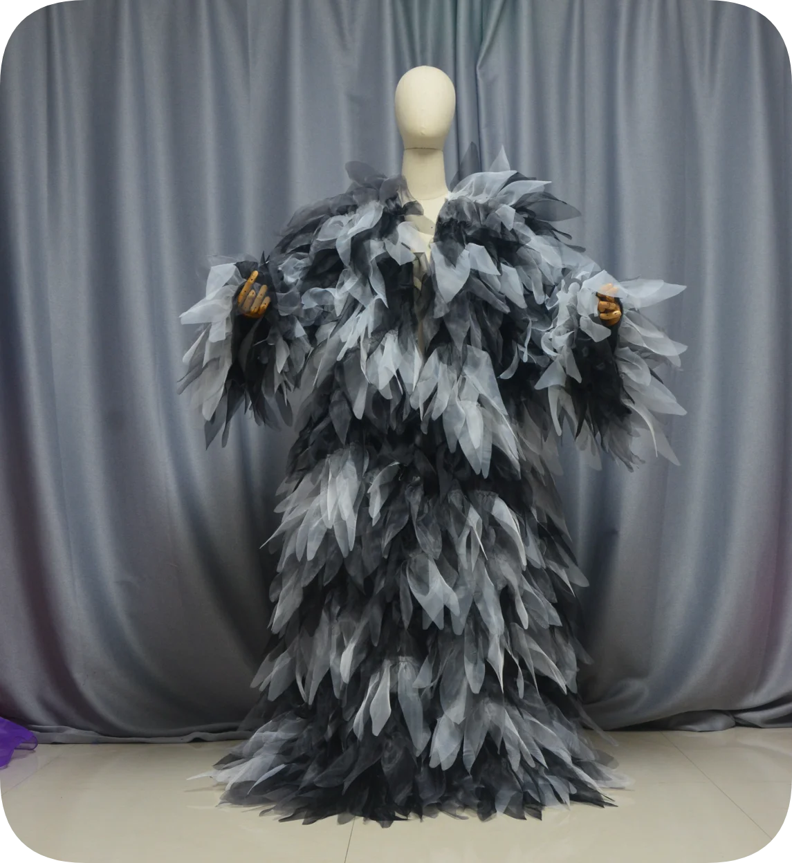 Fashion Stage Beauty Pageant Dress Custom Color Queen drag queen Cloak Organza Fluffy Women Cape Vest Evening Party Long Jacket