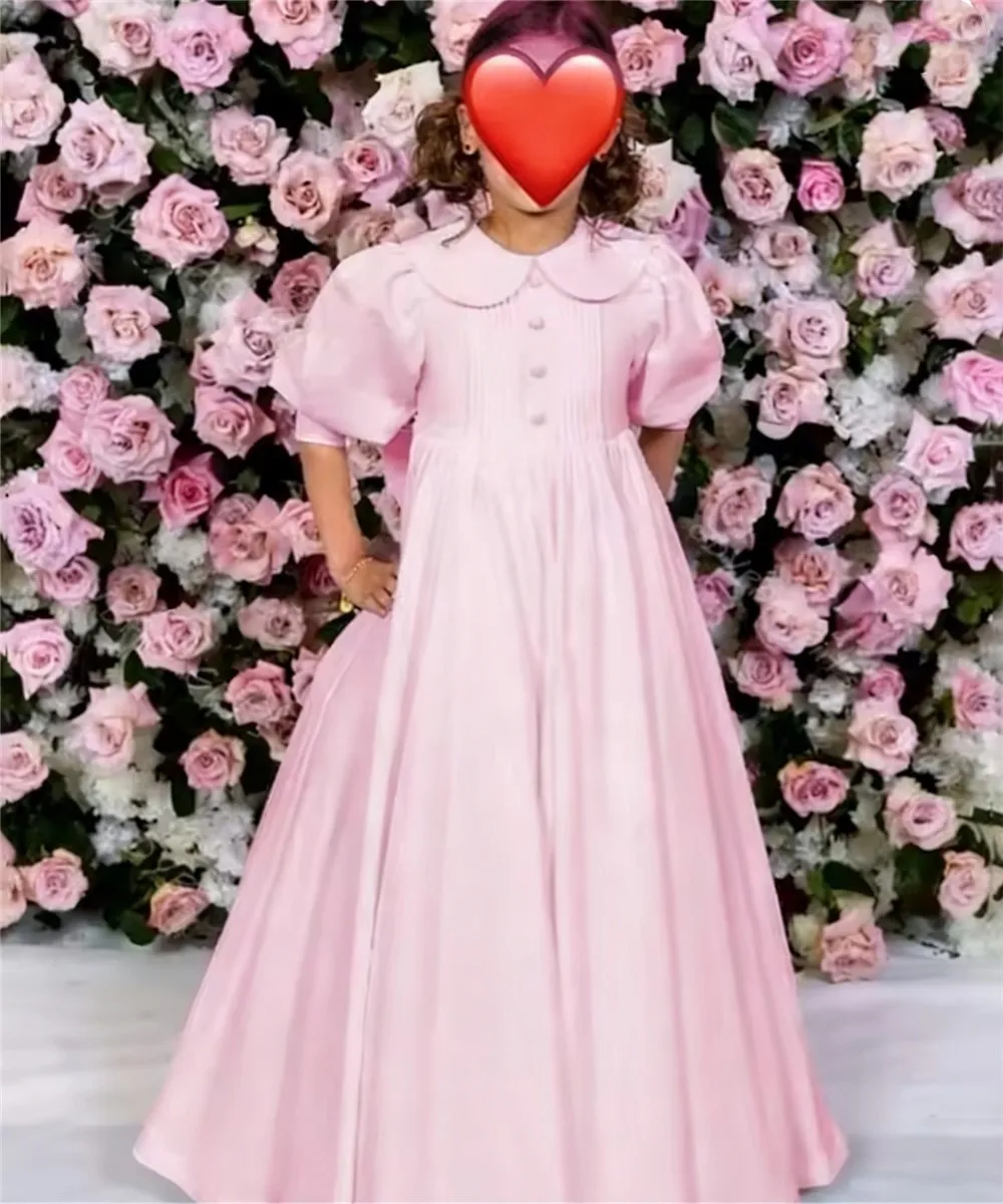 White First Communion Dress for Girls Balloon Sleeve Flower Girl Dress for Wedding Kids Birthday Party Gown Customized image 3