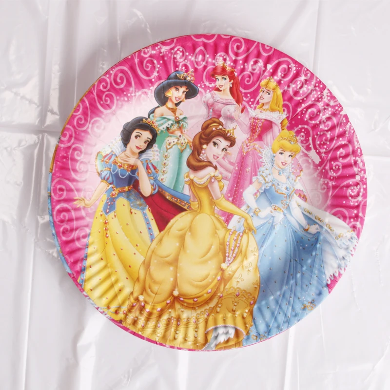 Disney seven Princess Theme Paper Plate Cup Banner Party Decoration Party Supplies Disposable Cutlery Set