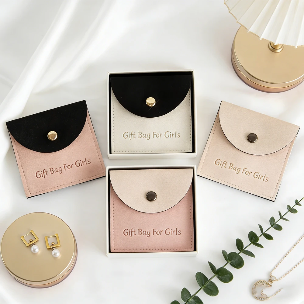 

50 шт. персонализированных мешочков для украшений с логотипом, на кнопке, для свадебных подарков, из микрофибры, для парфюмерии, косметики, колец, органайзеры-карманы