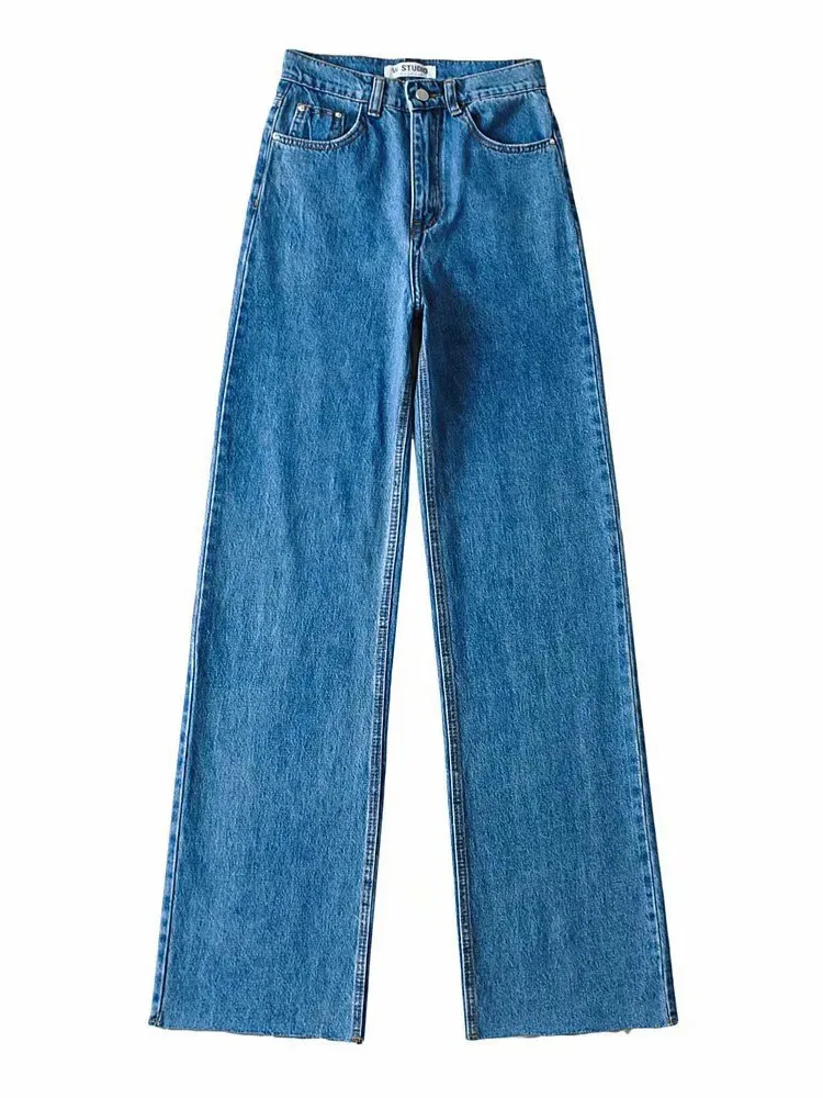 Vaqueros rectos para mujer, ropa de calle de cintura alta, pantalones vaqueros azul claro para novio, pantalones vaqueros blancos de pierna ancha para mujer 2025