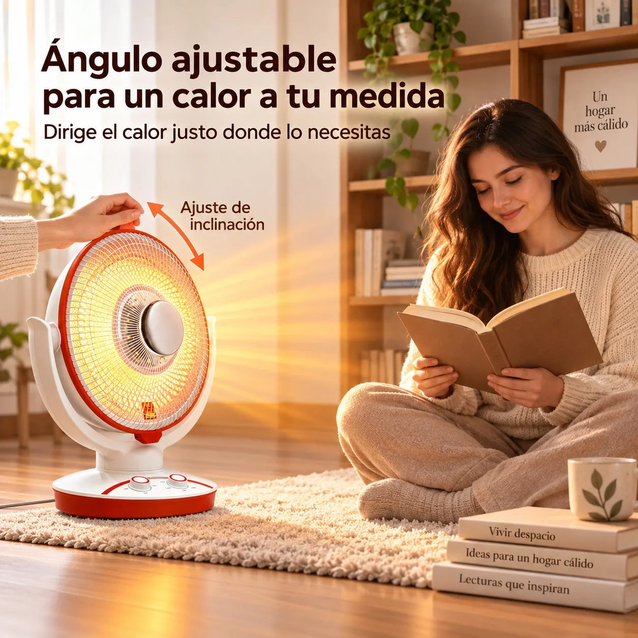 Przenośny grzejnik z włókna węglowego, regulowana moc 550 W i 1100 W, z możliwością regulacji kąta nachylenia, idealny do sypialni, biura i akademików.