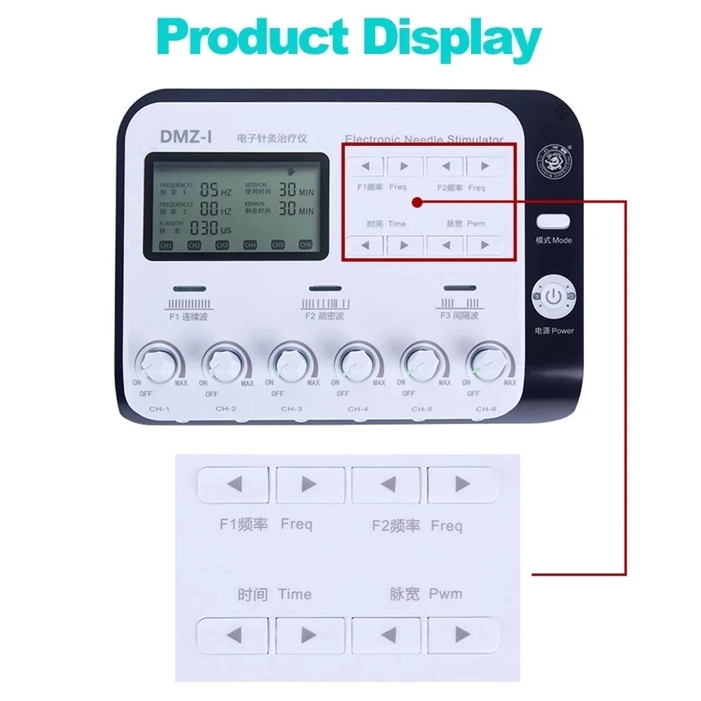 6 Output Channel TENS Electrostimulator Muscle Stimulator EMS Acupuncture Needle Massager Physiotherapy Pressure Relax Body Tool