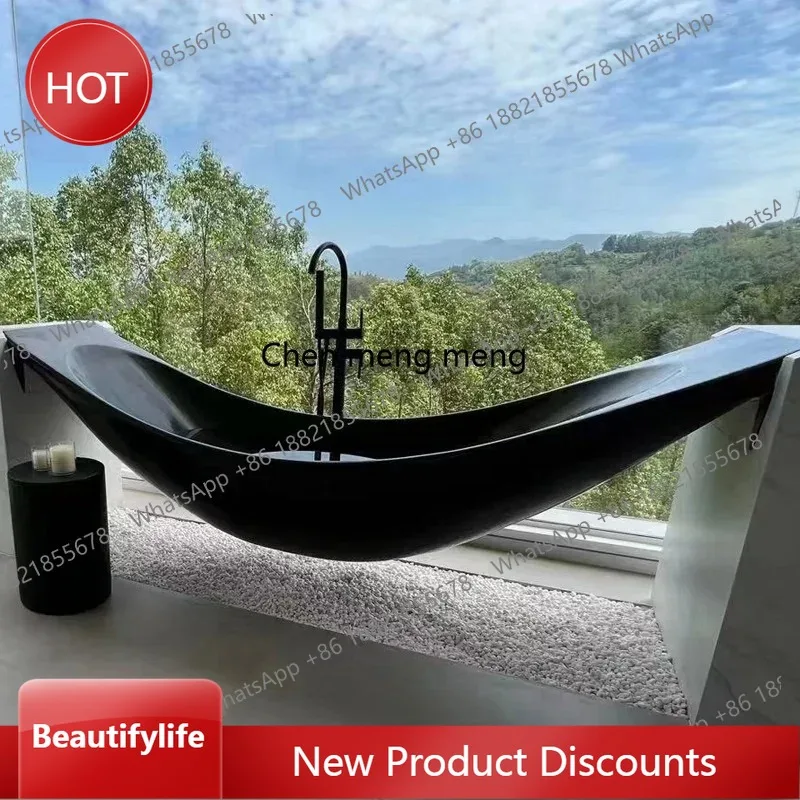 03 Carbon fiber suspended artificial stone bathtub hammock type household boat-shaped personalized bathtub