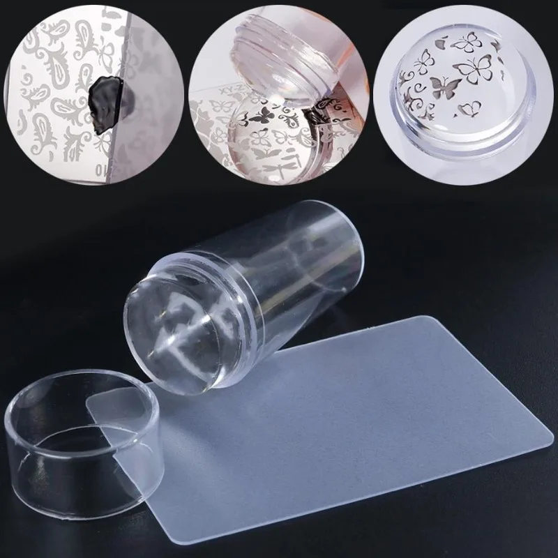Nail Stamper Set Jelly Head with Scraper Nail Art Template Print Silicone Stamping Plate Tools Manicure Accessories