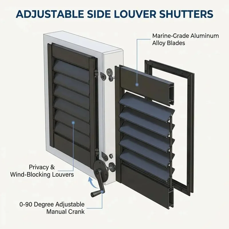 All Weather Aluminum Pergola Privacy Shutter Motorized Windproof Screen Balcony Terrace Gazebo