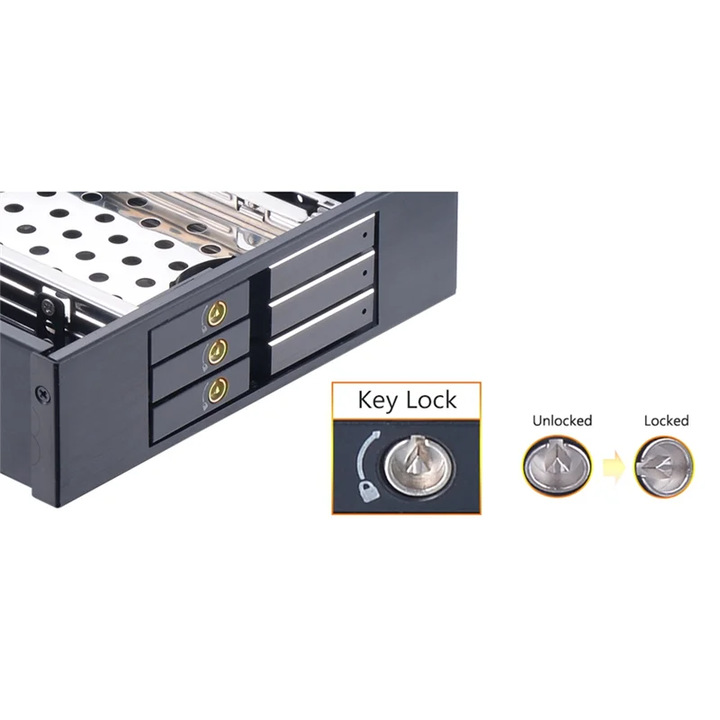 A41Z-Aluminium Case 3Bay SATA Adapter 2.5 Inch Hot Swap SSD Hard Drive Bracket For 5.25 Optibay