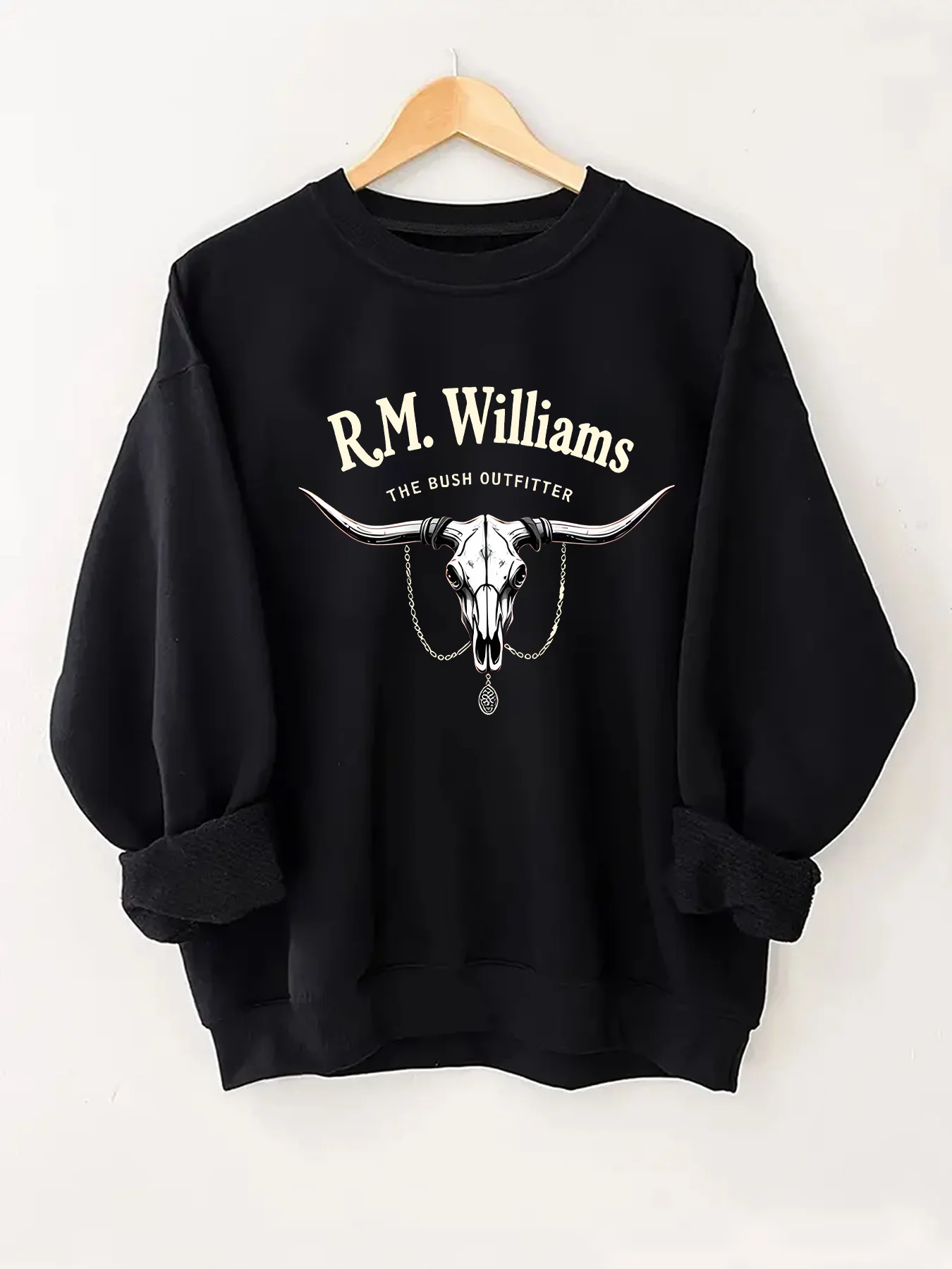 

Свитер с круглым вырезом и рисунком черепа быка и цепочки с буквенным принтом, свободный, дышащий, удобный, подходит для осени и зимы