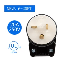 NEMA 6-20P American standard three-pin elbow generator wiring plug 20A250V assembly removable UL certification