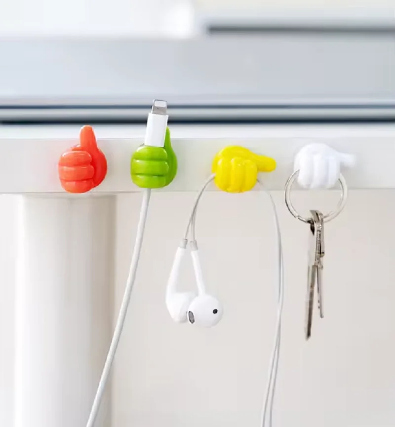 Soft Color Silicone Thumb Hanger Hook Mulfuntional Hand for Office Home Wire Cable Holder Key Storage Organizer Table Wall Clip