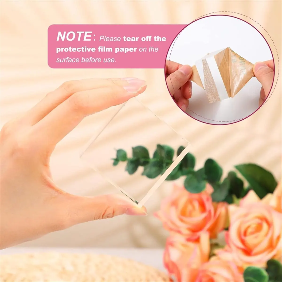 HHTL Clear Acrylic Blocks Square Display Block Clear Polished Cube Jewelry Display Stand Ring Showcase Holder Base 16pcs