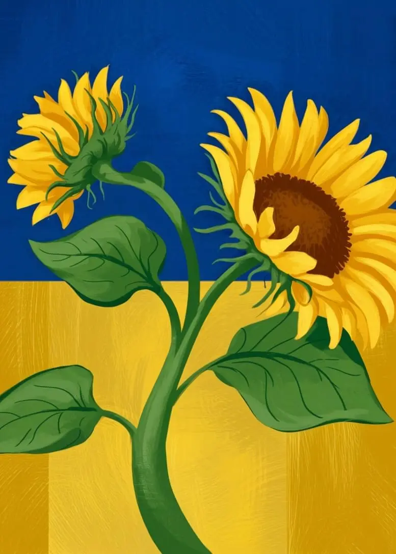 Maizi House Flag Sunflower Field Unity Ukraine Garden Flag, 28x40 Inch, Weatherproof Polyester Design for Home Decor Printed yyi