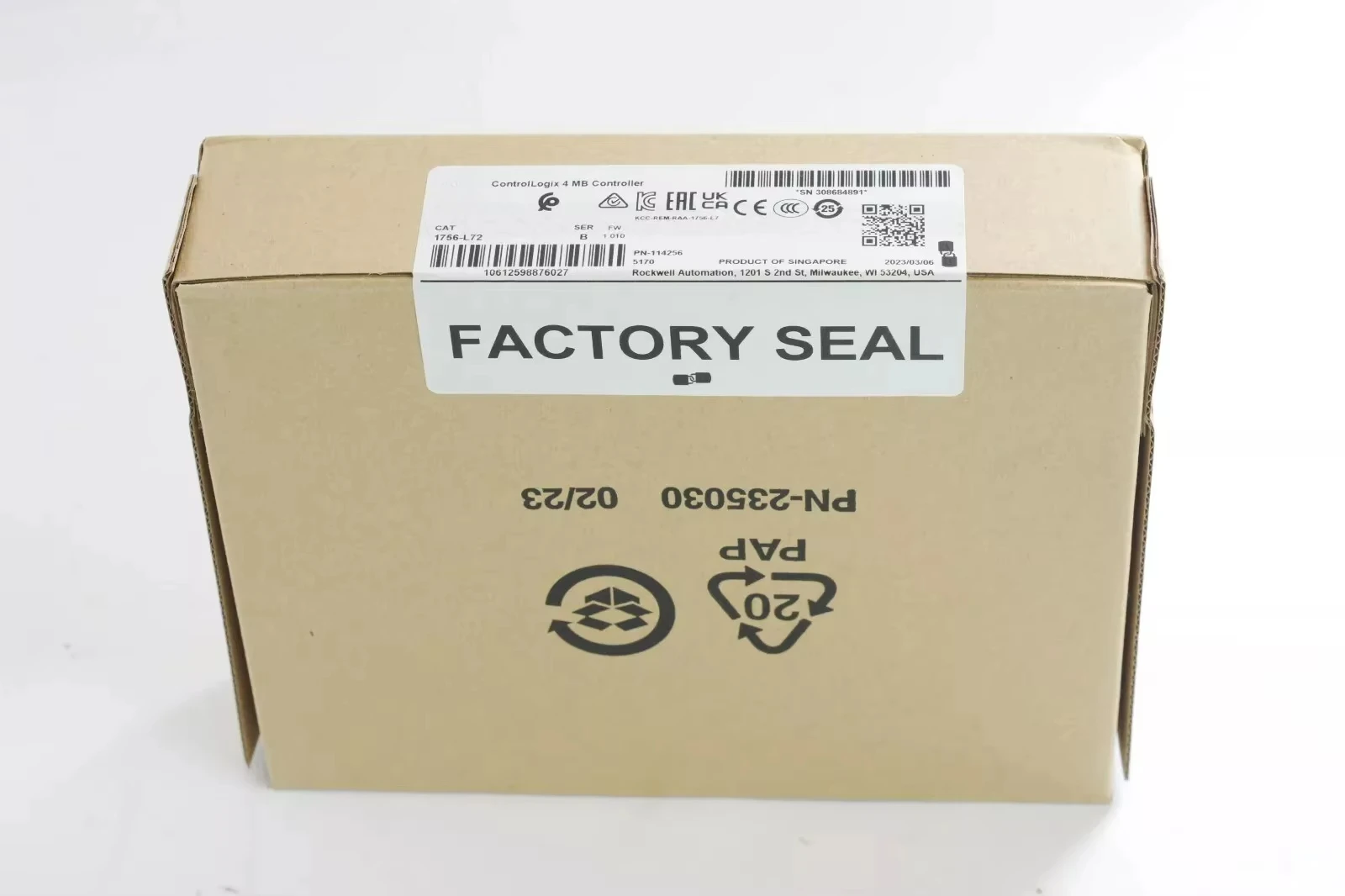 2023 1756-L72 /B GuardLogix Processor Tech, Non ouvert, Neuf