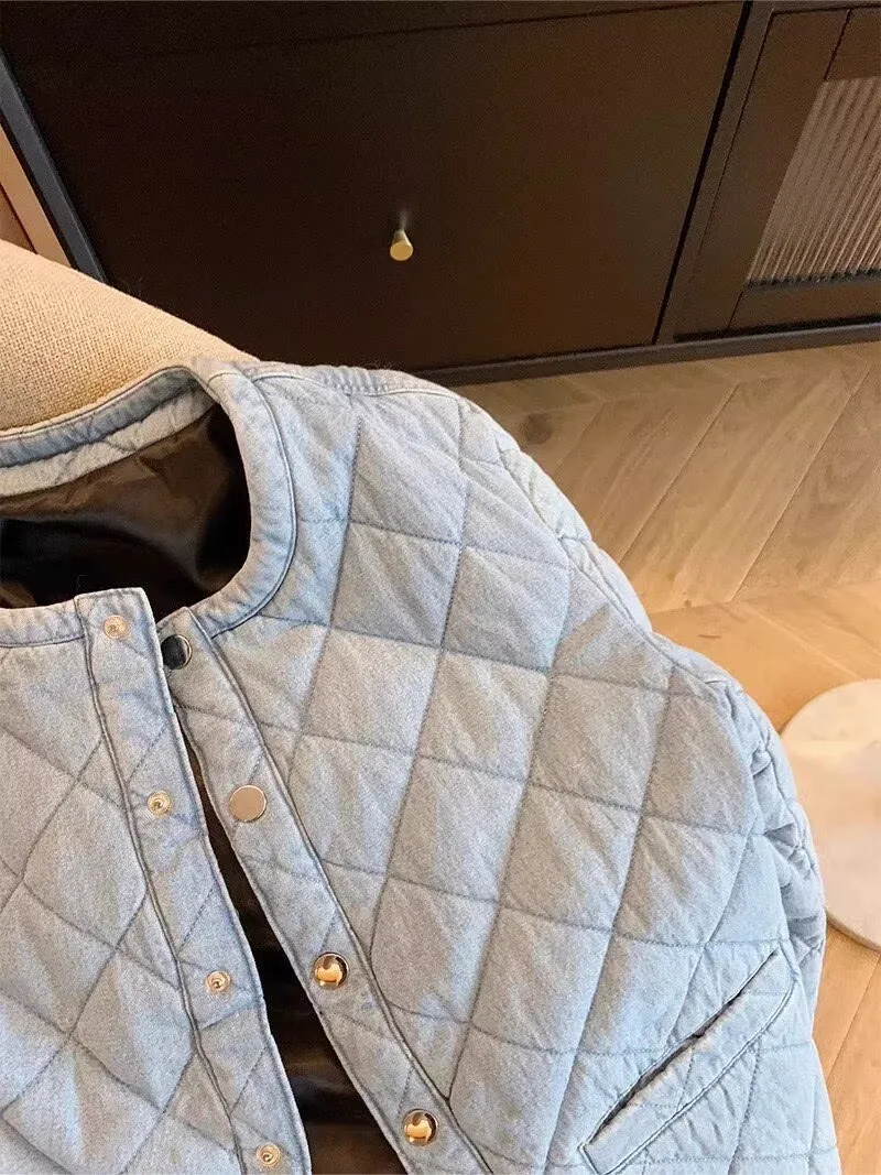 เสื้อคลุมคาร์ดิแกนผ้าฝ้ายสไตล์เกาหลี คอกลม ลายกอร์กิ้ง อุ่นสบาย แฟชั่นฤดูใบไม้ร่วง ฤดูหนาว สไตล์ญี่ปุ่นหวานๆ เสื้อโค้ทแบบเย็บติดกัน