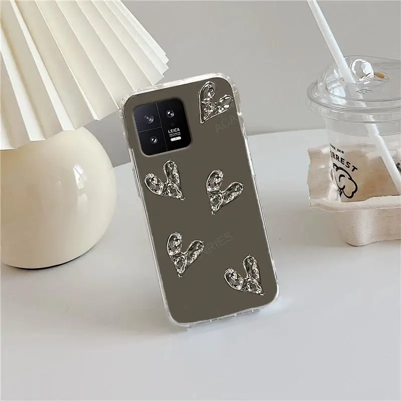 Glitter 3D Love Heart Mirror Silicone Case For Xiaomi Mi 13 Lite 10T  Pro 10 Back Cover On Mi13 Mi10 Mi10T Mi13lite Mi13pro