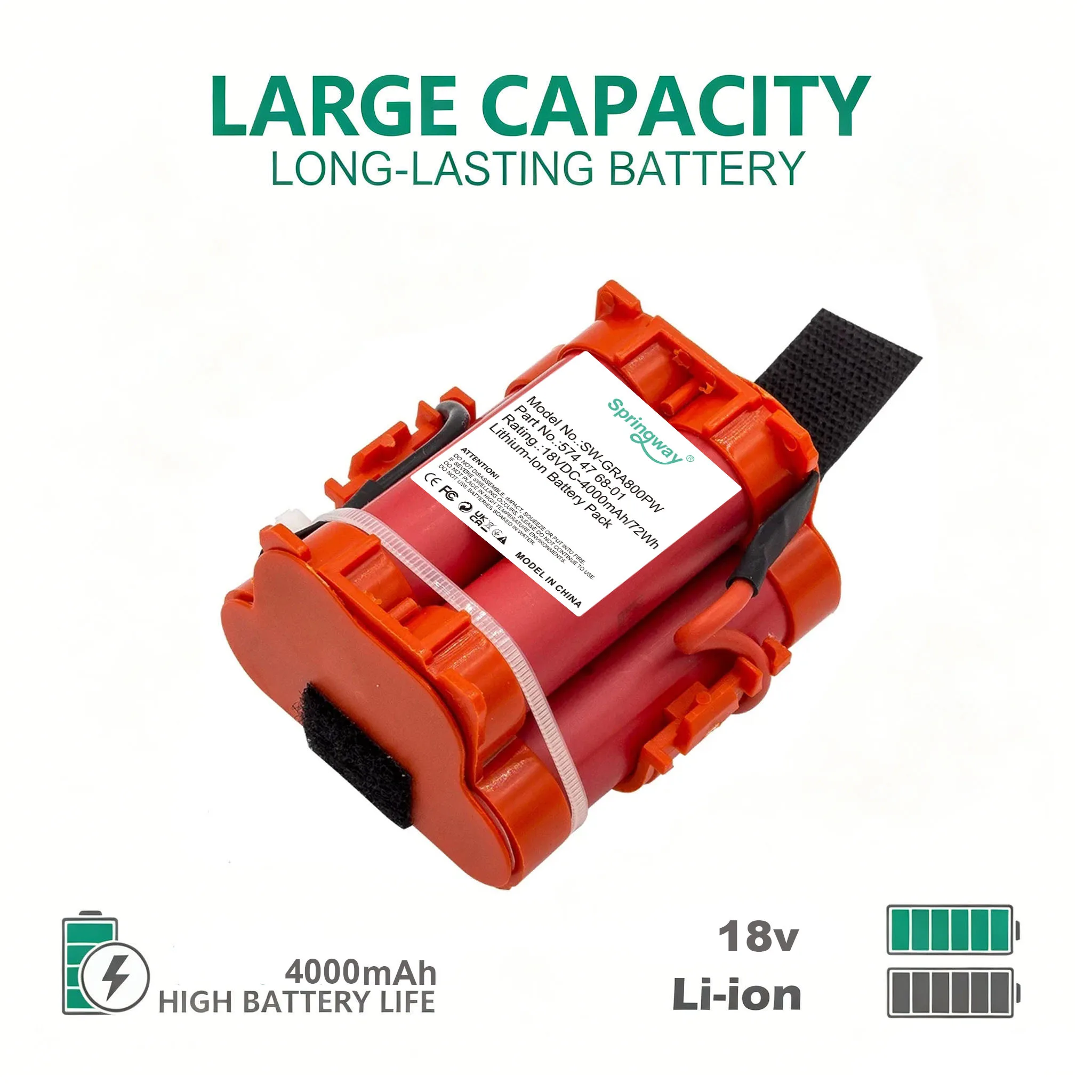 4000mAh Upgrade Replacement Battery Fit Husqvarna Automower 105/305/308/308X, Gardena Robotic Lawnmower R38Li R75Li
