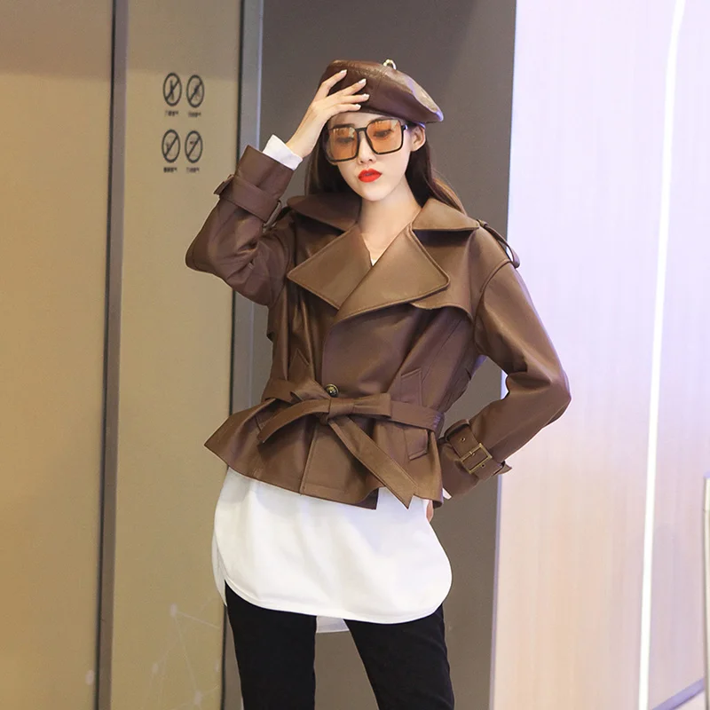 2023 New Real Leather Jackets Women Spring Autumn Genuine Sheepskin Leather Coat Female Slim Short Women's Clothing Mu