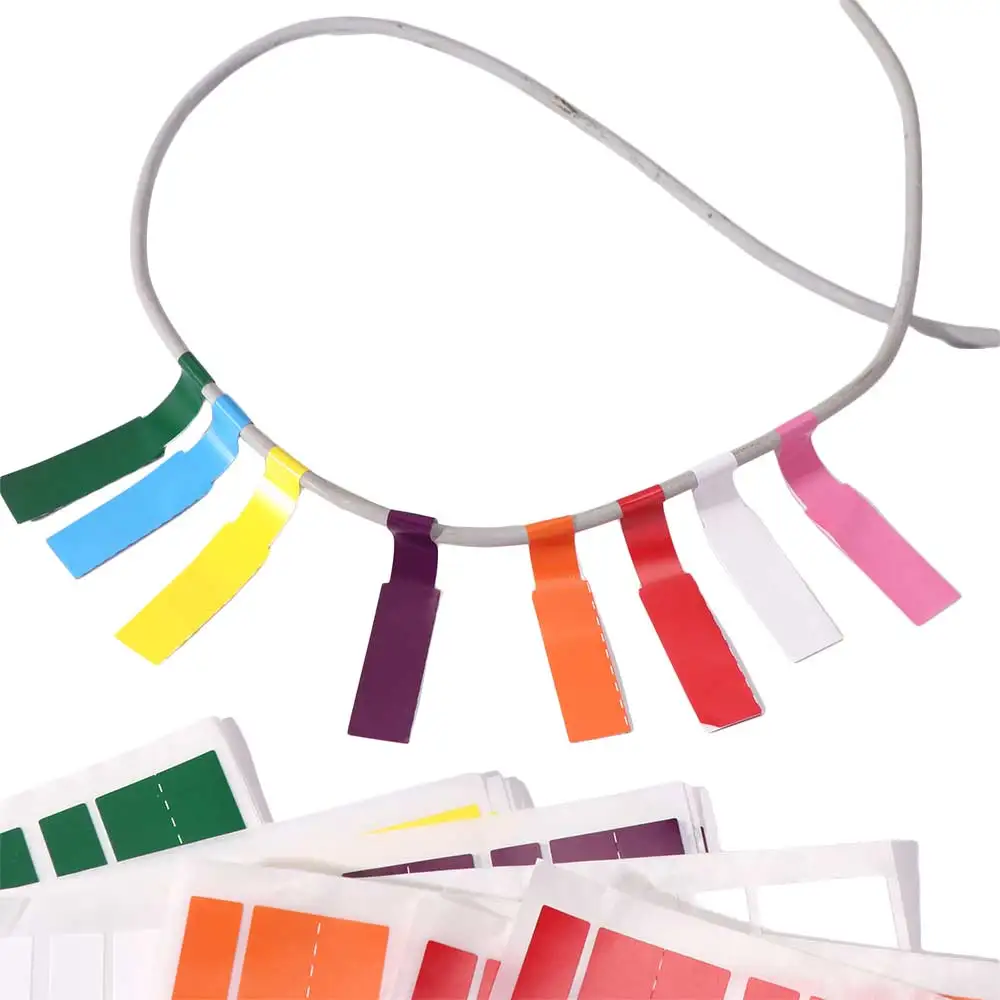 Waterproof Cable Labels Tags Self Adhesive Can Write On Cord Labels Makers Handwriting 8 Colors Label Stickers Wire Labels