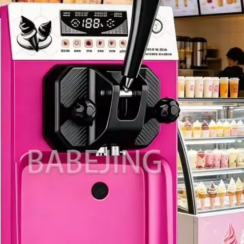 

BABEJING Commercial Low-Noise Ice Cream Machine, Multifunctional Cone Machine, Automatic Small Smoothie Machine