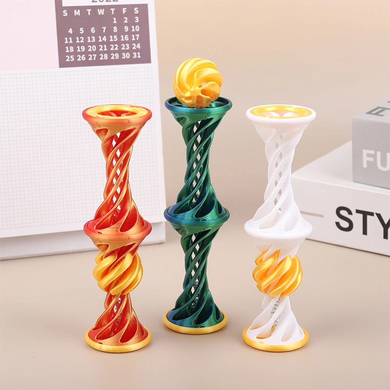 3D Impresso Impossível Cono Pirâmide Passthrough Escultura Parafuso Haste Bola Liberação Brinquedo de Alívio do Estresse
