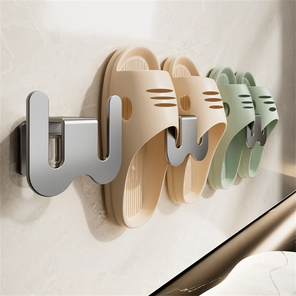 1Pcs Bathroom Slipper Rack Multifunctional Wall Mounted Shoe Rack Slipper Storage Organizer Hanger Drying Hook Storage Rack