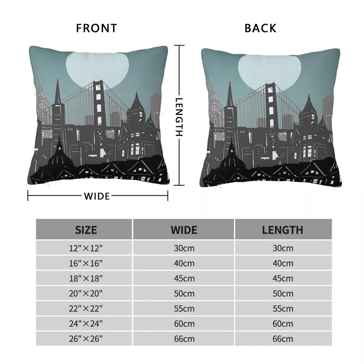 San Francisco Skyline USA Pillowcase Polyester Linen Velvet Pattern Zip Decor Throw Pillow Case Car