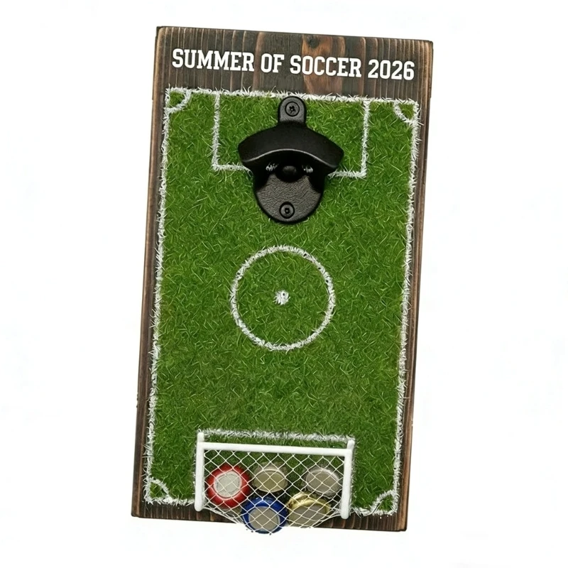  Entertaining Soccer Field Beer Bottle Opener With Practical Build In Cap Container For Home Bar Parties Gatherings