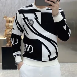 Men Sweatshirt Round Neck Long Sleeve Men Top Letter Print Loose Mid Length Men Casual Top Spring Autumn